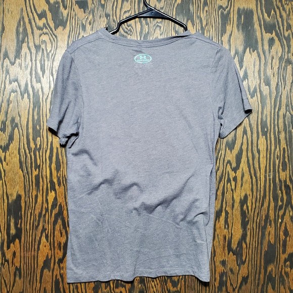 UNDER ARMOUR Heat Gear Grey Green Antler Logo T-Shirt Size M - Picture 2 of 5